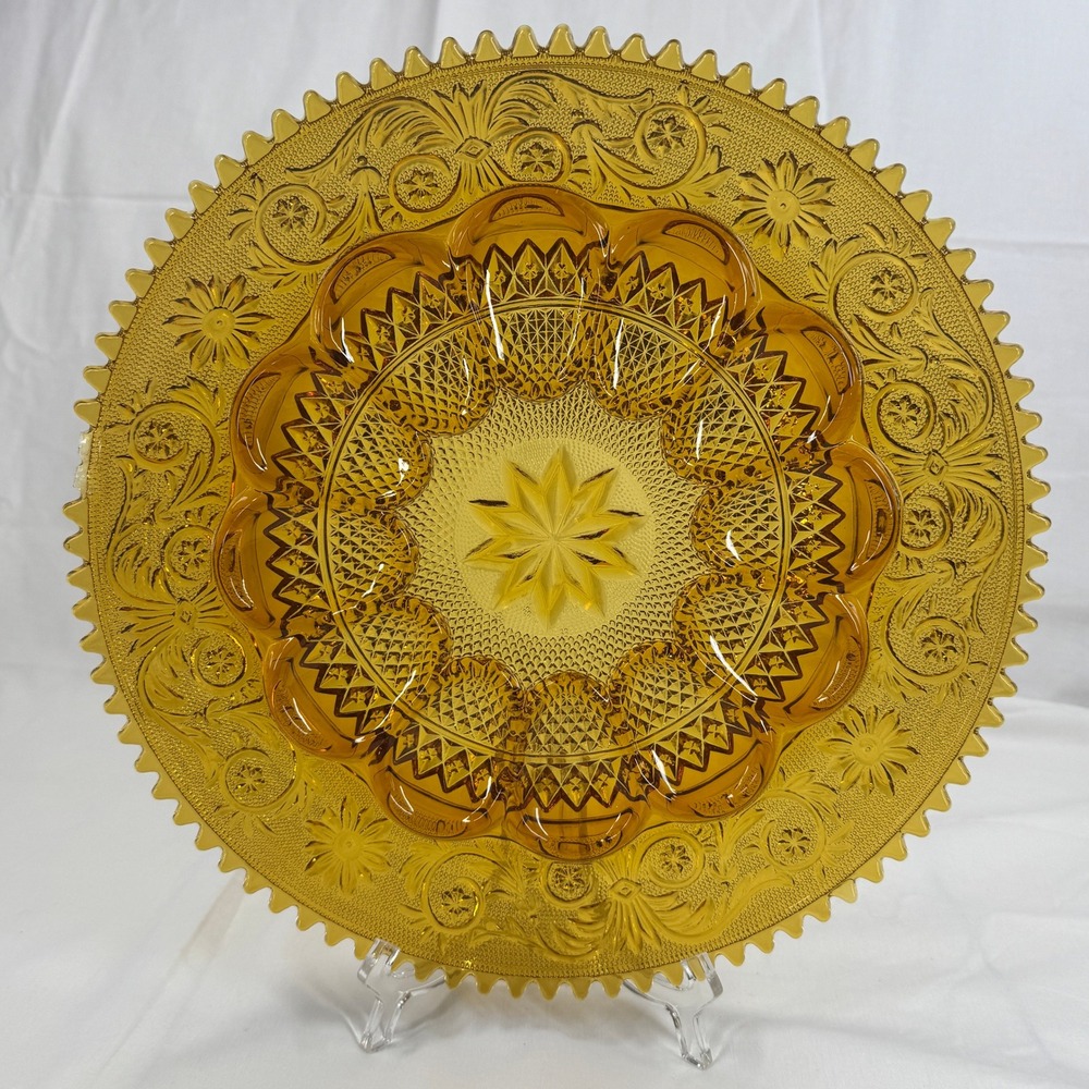 Vintage Indiana Tiara Amber Sandwich Glass Egg Platter 12 Inch‎ Server